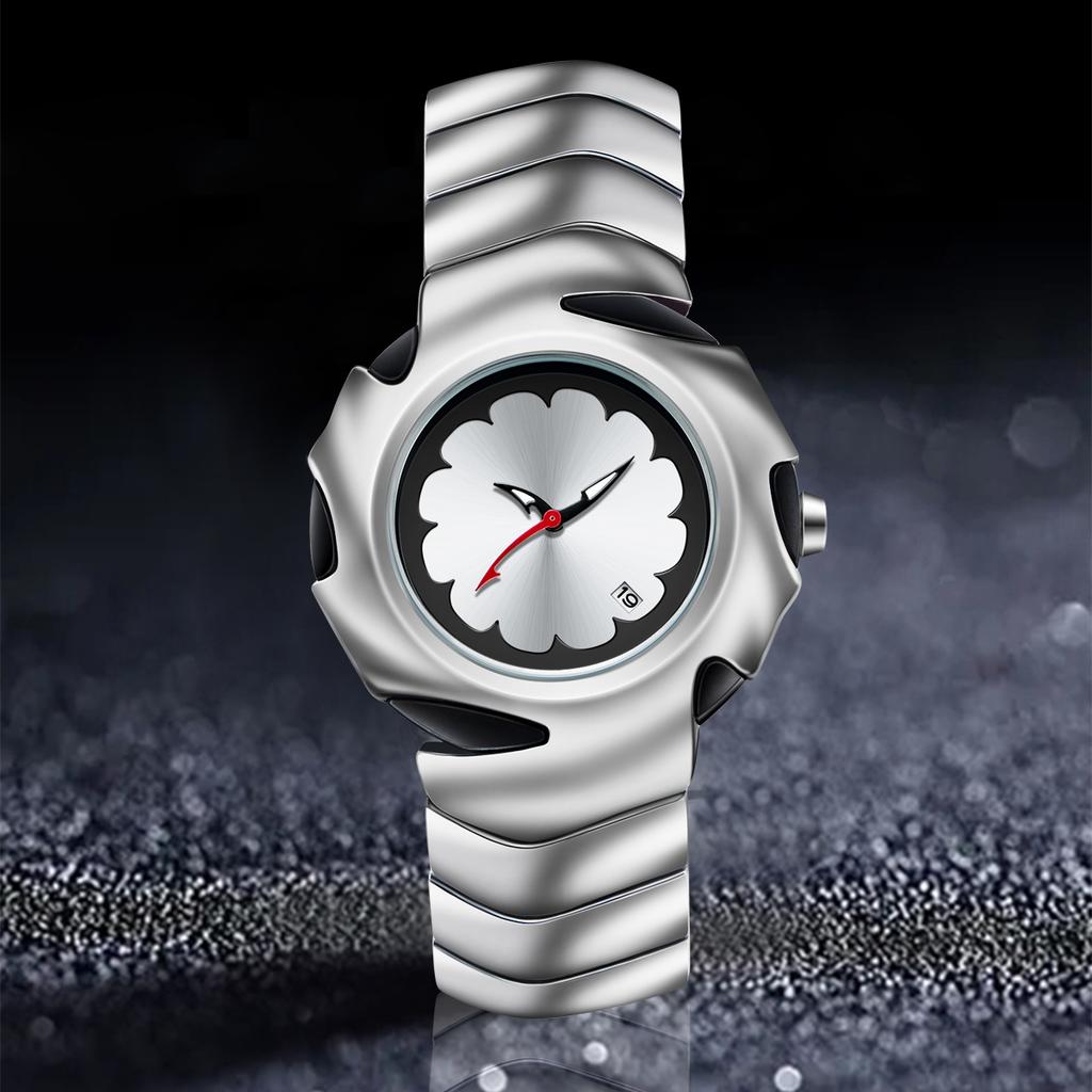 Retro Fashion Trend Creative Personality Design with Calendar Dial Night Light High-end Feeling Quartz Waterproof Watch