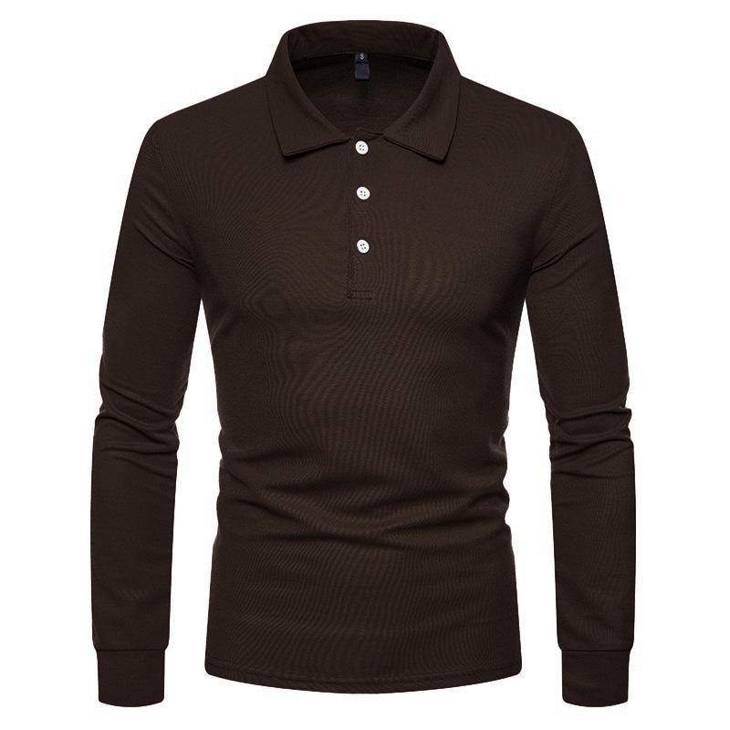Autumn/Winter 2021 Men's Slim Fit Long Sleeve Polo with Color Turn-Down Collar