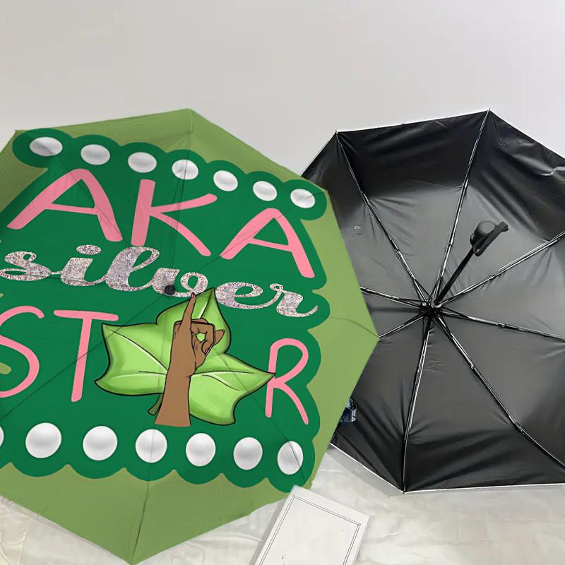 1PC AKA Silver Star Automatic Open/Close Umbrella with Windproof, 8-Rib Sturdy Canopy, Durable Ribs, Fashionable Design, Outdoor Accessory, Fun Prin,