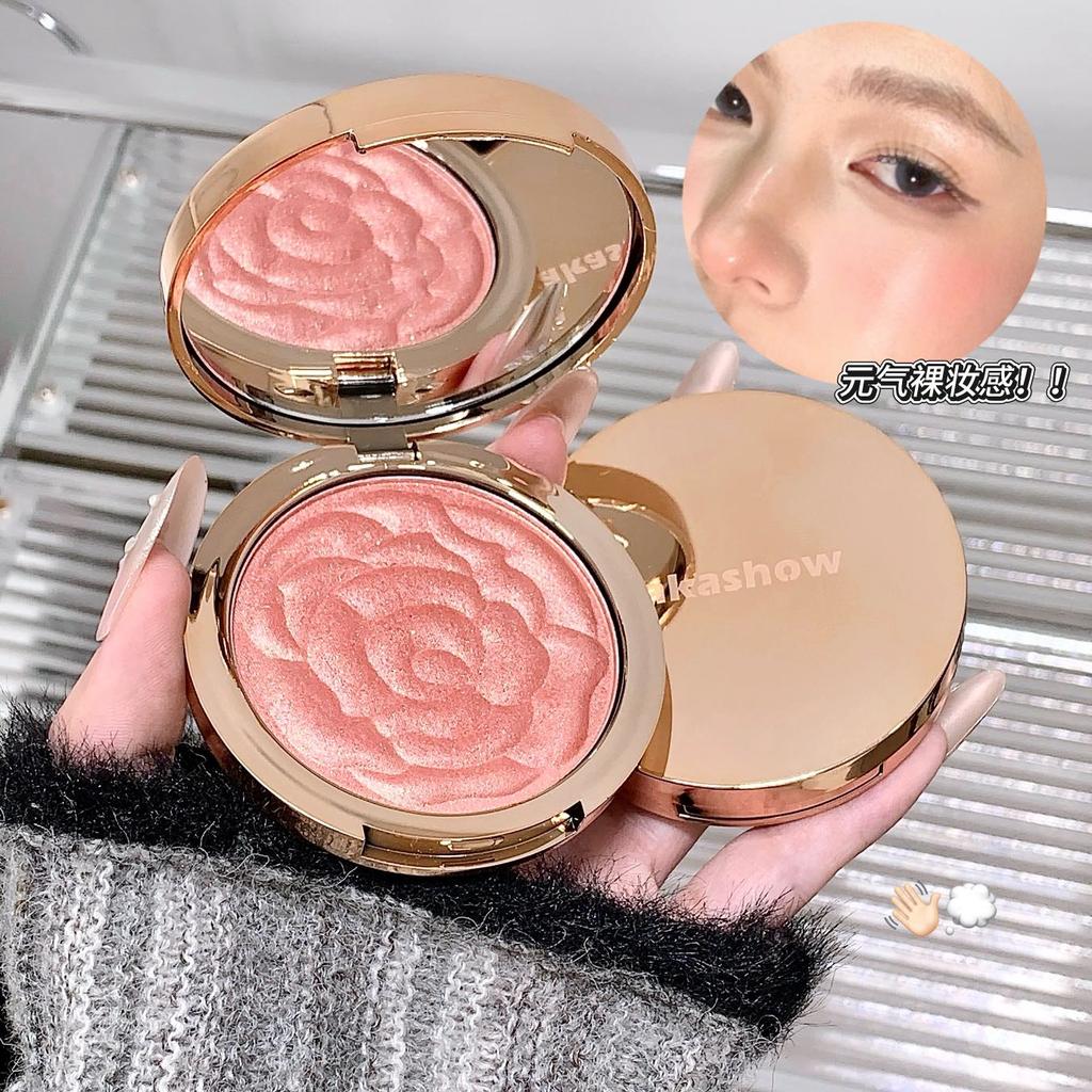Kakashow Embossed Rose Blush Shimmer Multi- Blush Highlighter Eyeshadow Natural Pigment Atmosphere Makeup