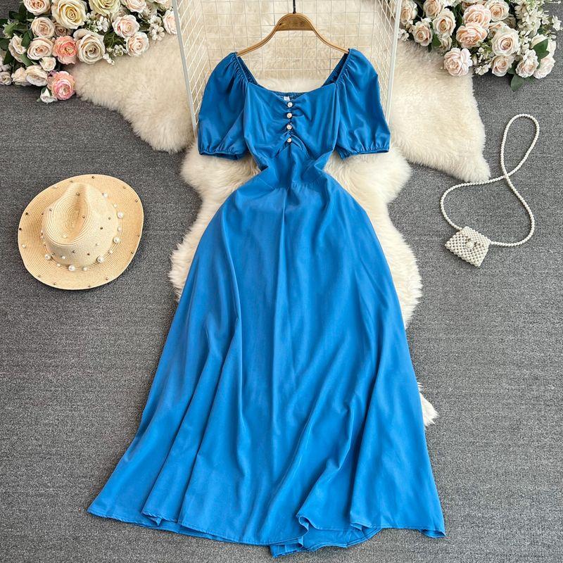 Wine Red French Bubble Dress Engagement Dress