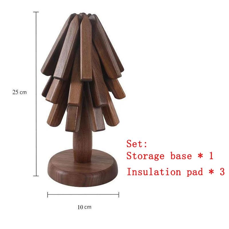 Heat and Scalding Resistance Pad, Household Table Decoration, Wood Tree Shape Placemats, Black Walnut, Non-slip Coaster Set