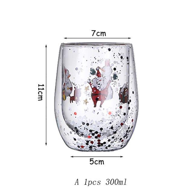YWDL Double Wall Christmas Glass Cup High Borosilicate Glass Mug Heat Resistant Tea Milk Coffee Cup Drinkware Christmas Gift