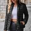 Cappotto Invernale da Donna Giacca Imbottita Maniche Lunghe Cappotto Caldo Donna Tinta Unita Collo Alto Cerniera Capispalla