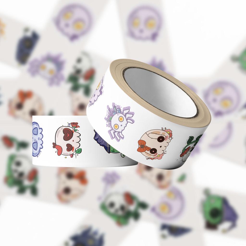 500 Sheets/roll Roll Tape Hot Spots Groovy Skull Handbook Material Decorative Envelope Mouth