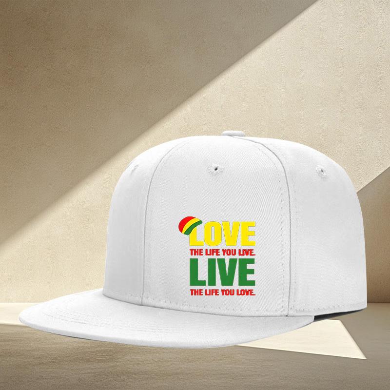 Love The Life You Live Rastafarian Flat Brim Cap Adjustable Hip Hop Snapback Hat Unisex Casual
