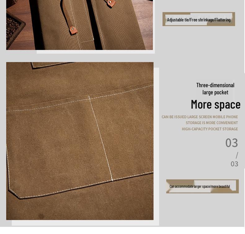 Waterproof Thickened Canvas Denim Apron for Coffee Shop & Milk Tea Work
