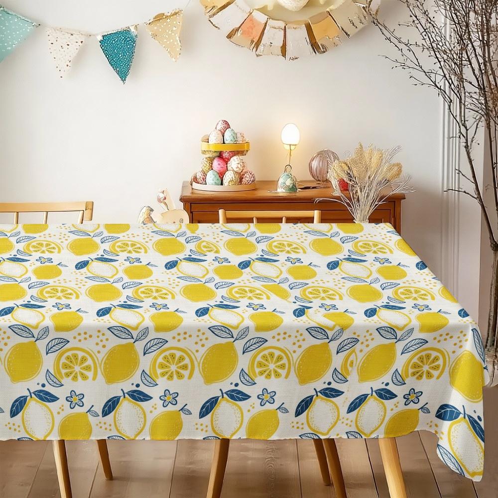 Lemon Pattern Rectangle Table Cloth for Table Decor Kitchen Dining Waterproof Reusable Tablecloth for Tables Holiday Party