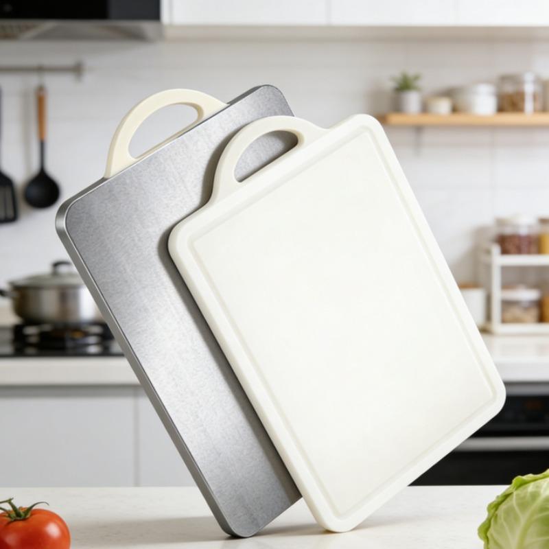 Stainless Steel Dual-Sided Cutting Board Chopping Board Kitchen Easy to Clean Food Grade Hanging Holes Kitchen Cutting Board