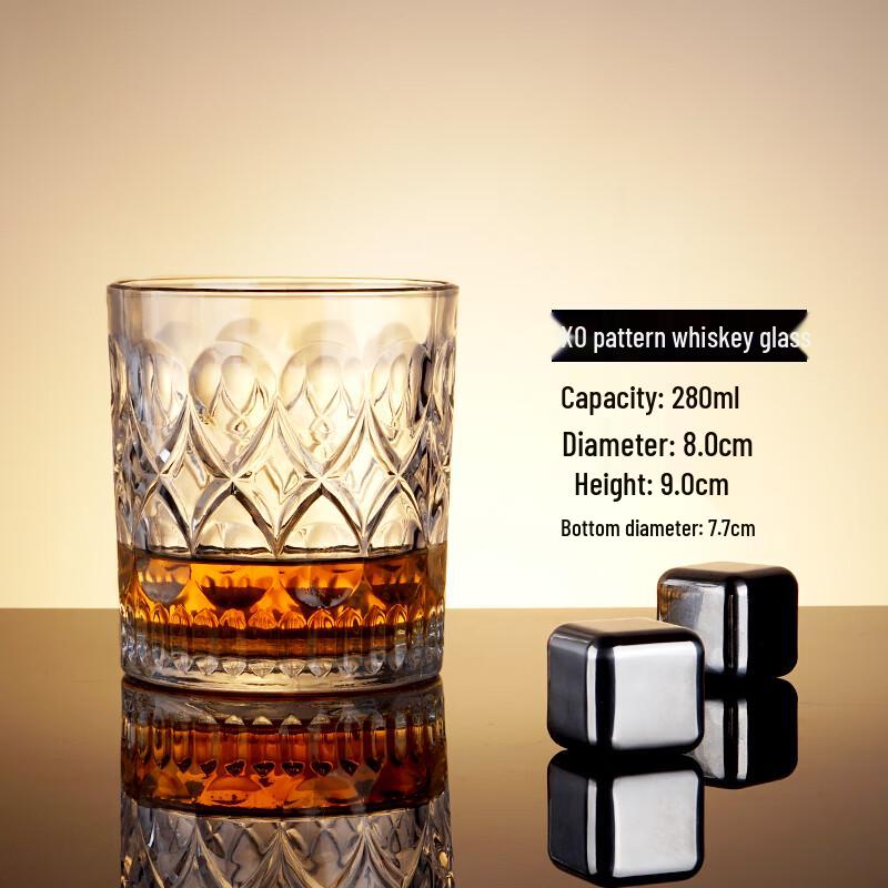 Vintage Engraved Crystal Glass Whiskey Tumbler