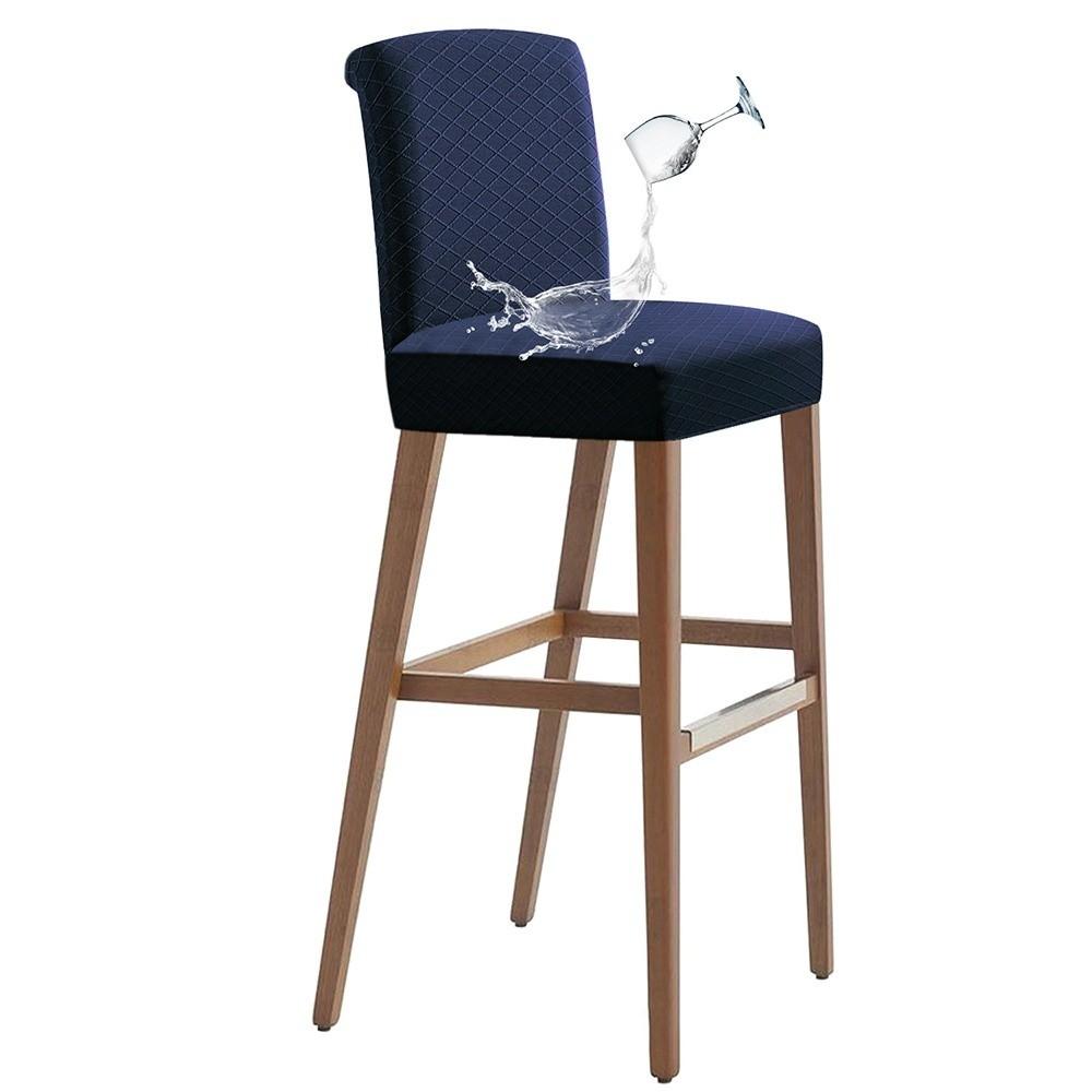 

Short Back Bar Chair Cover Jacquard Chair Protectors Durable Slipcovers Banquet темно-синього кольору