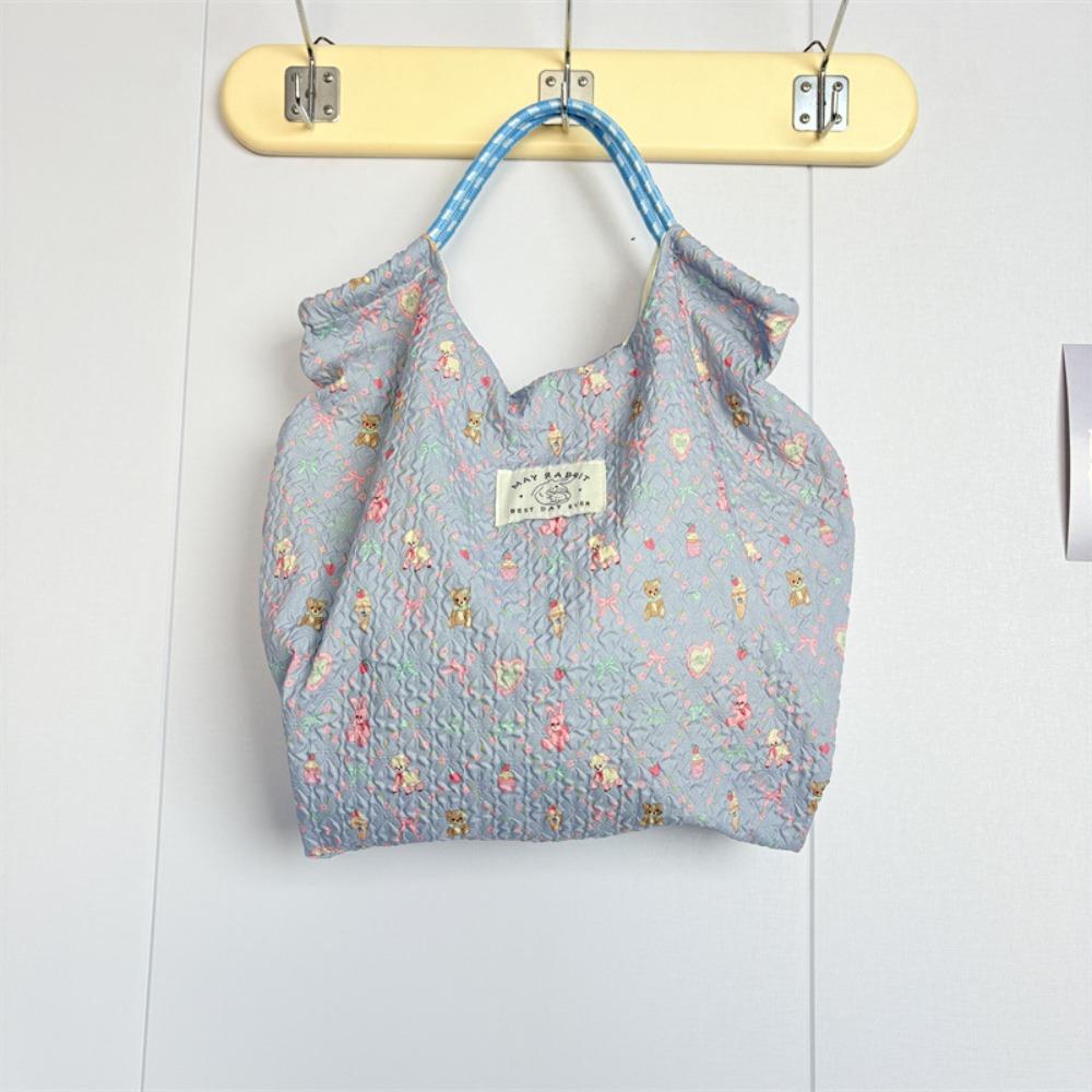 

Сумка-шоппер на кулиске с цветочным принтом, милая сумка-тоут для поездок на работу, модная сумка с мультяшным принтом, для девочек Blue Bear