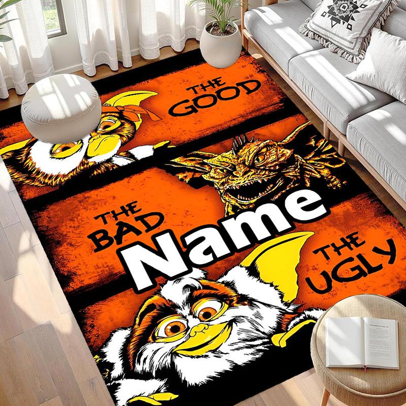 Custom Name Personalized Gizmo Print Carpet, Versatile Home Decor Rug, for Playroom, Apartment, Balcony, Entryway, Hallway Gift