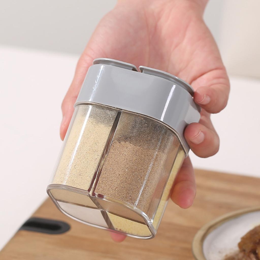 4 Compartment Seasoning Box Multifunctional Portable Dustproof Sealing Clear Spice Storage Container for Kitchen Supplies