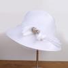 New flower mesh gauze hat women's spring and summer face covering sunscreen basin hat British retro sunshade elegant bow bucket hat