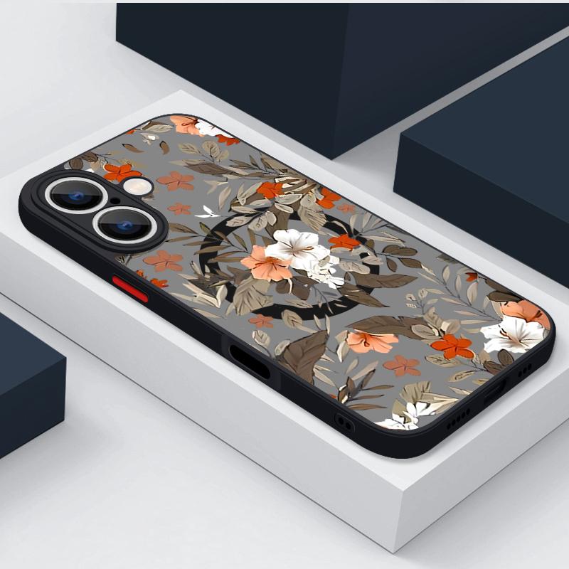 Magnetic Colorful Flower Phone Case For iPhone 15 16 Pro Max 14 13 12 Pro 11 For Magsafe Wireless Charge Soft Edge Acrylic Cover
