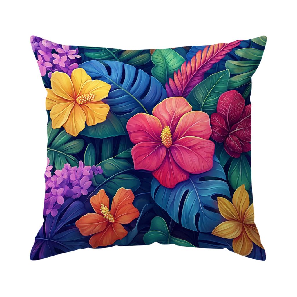 45X45Cm Tropical Plants Flowers Pillowcase Bedroom Sofa Cushion Cover 100% Polyester Living Room Cushion Pillowcase Home Decor