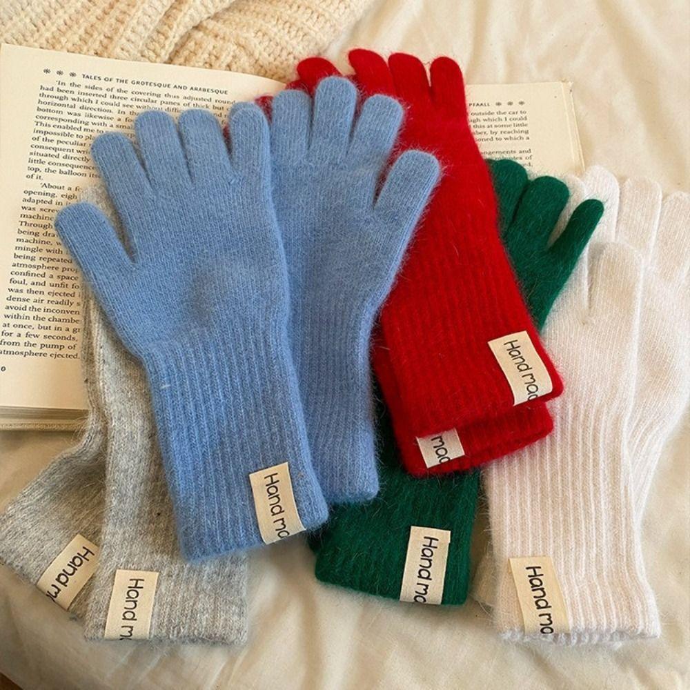 Full Finger Touch Screen Knitted Gloves Candy Colors Warm Riding Gloves  Men and Women