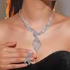 Temperament Luxury Shiny Rhinestone Necklace Earrings Two-piece Set Fashion Hollow Necklace Ear Accessories