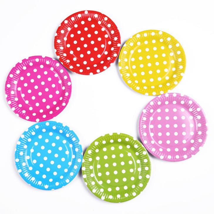 Colorful Polka Dot Paper Plates - 7  & 9  Disposable for Birthday Parties & BBQs Purple 7 inch