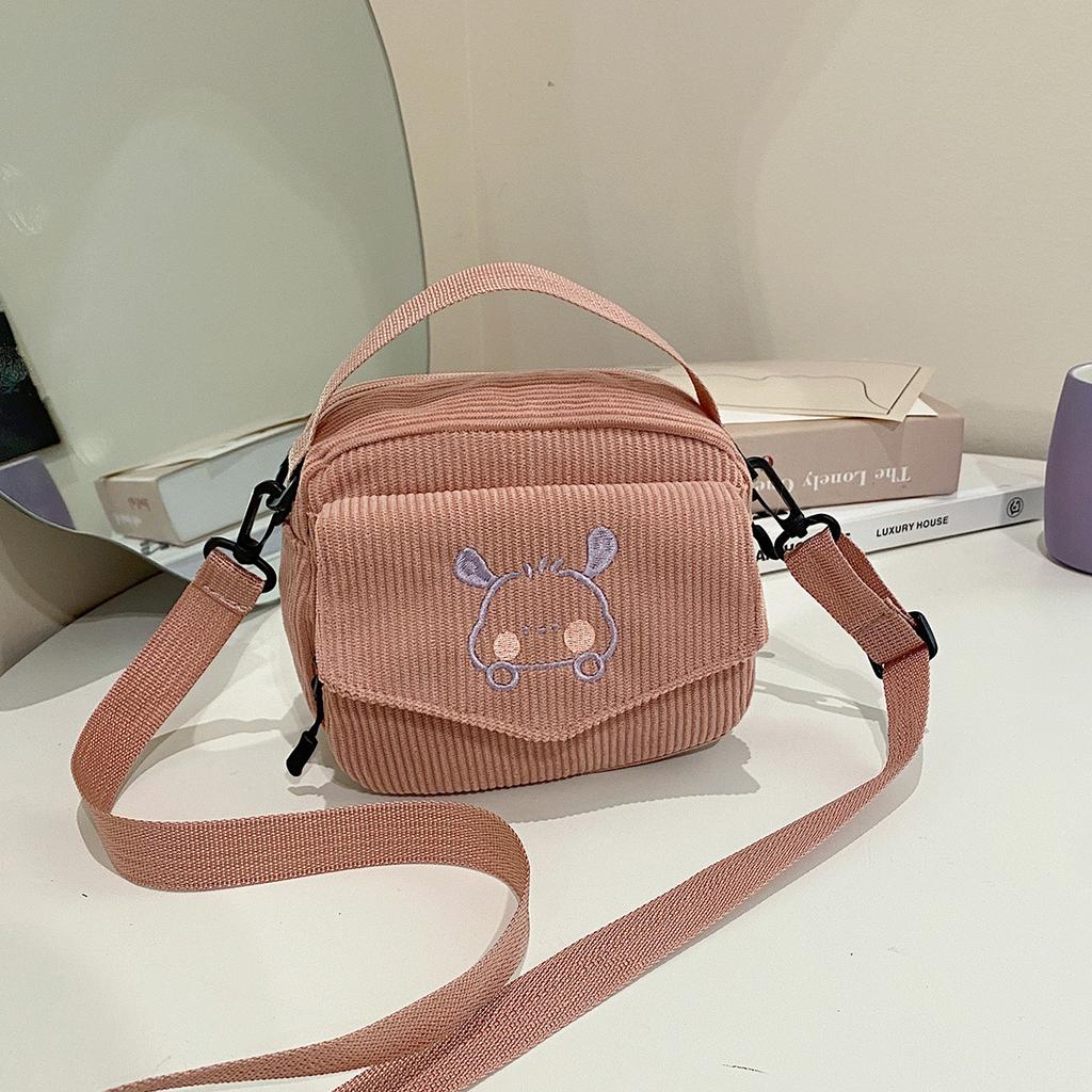 Personalizovaný plyšový medvídek vyšívaná diagonální taška přes rameno manšestrová volnočasová taška DÁMSKÁ crossbody taška
