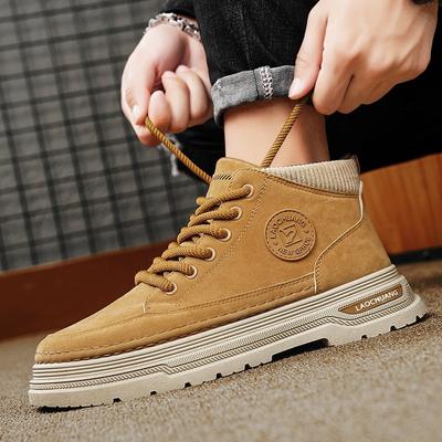2024 Autumn New Men Leather Boots Street British Style High Tops Leather Casual Shoes Man Outdoor Work Ankle Boots