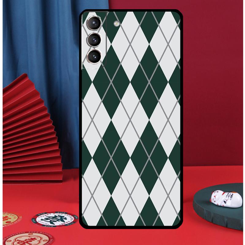 Blue Argyle Pattern Phone Case For Samsung Galaxy S25 Ultra S9 S10 S20 S21 S22 Plus S23 FE S24 Ultra Back Cover