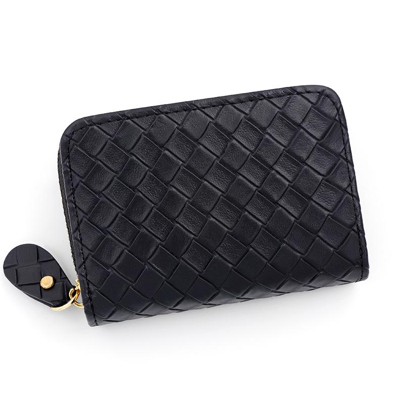 Chic Accordion Card Holder: Woven Zipper Coin Purse with Multi-Card Slots for Men & Women