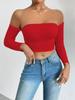 Solid Off-shoulder T Shirt Basic Long Sleeve Crop Top Women T-shirt Casual Tank Top Slim Female Crop Top Fashion Tee Shirt Y2k Streetwear