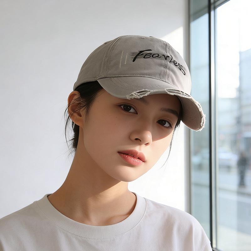 Tide and washed old letter youth street cap outdoor big head circumference showing face small sun hat