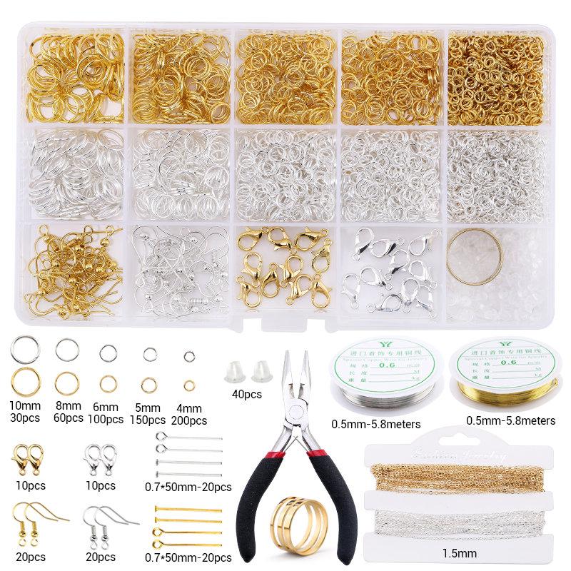 Jewelry Making Supplies Kit with Jewelry Tools Open Jump Rings Lobster Clasps Crimp Beads Screw Head Pins  Eye Pins Earing Hooks