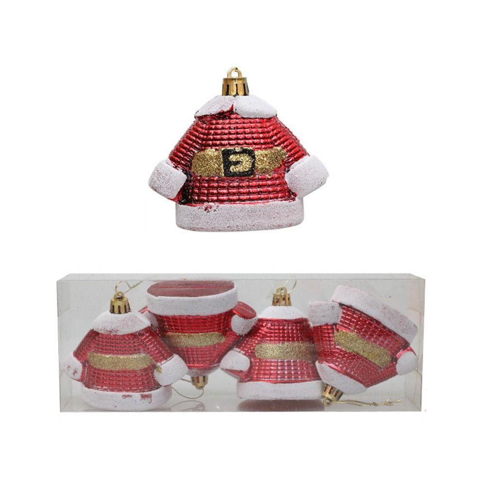 4pcs/set Plastic Christmas Tree Ornament Painted Christmas Gifts Boxes Pendant  New Year