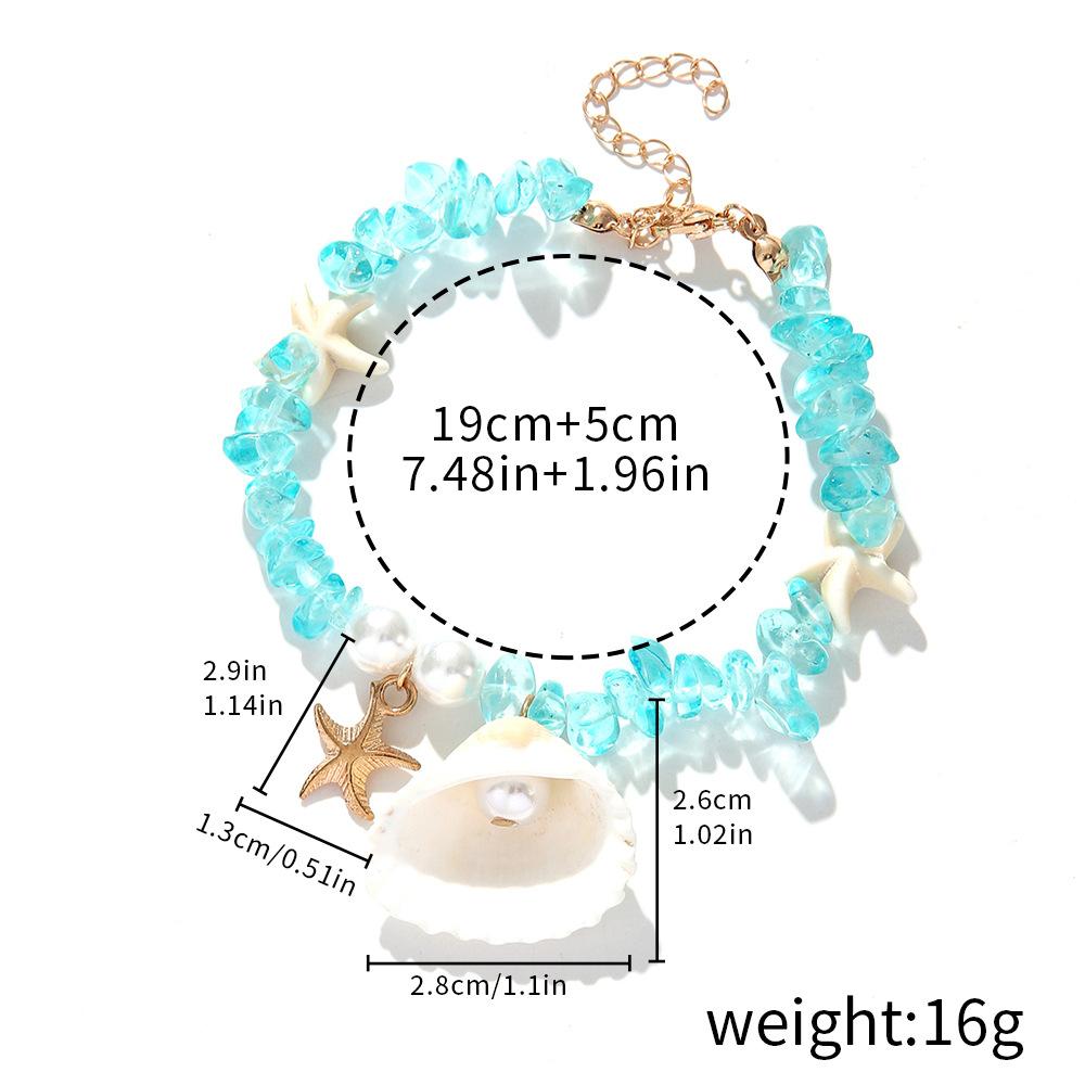 New jewelry, summer beach vacation wind bracelet, shell imitation pearl bracelet, gravel beaded bracelet.