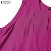 ZANZEA Womens Summer Casual V-Neck Solid Color Sleeveless Dress