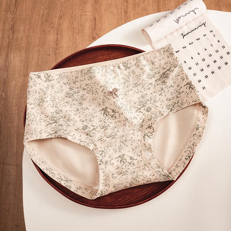 Pure Cotton Floral Print Women's Hipster Panties with Antibacterial Breathable Crotch