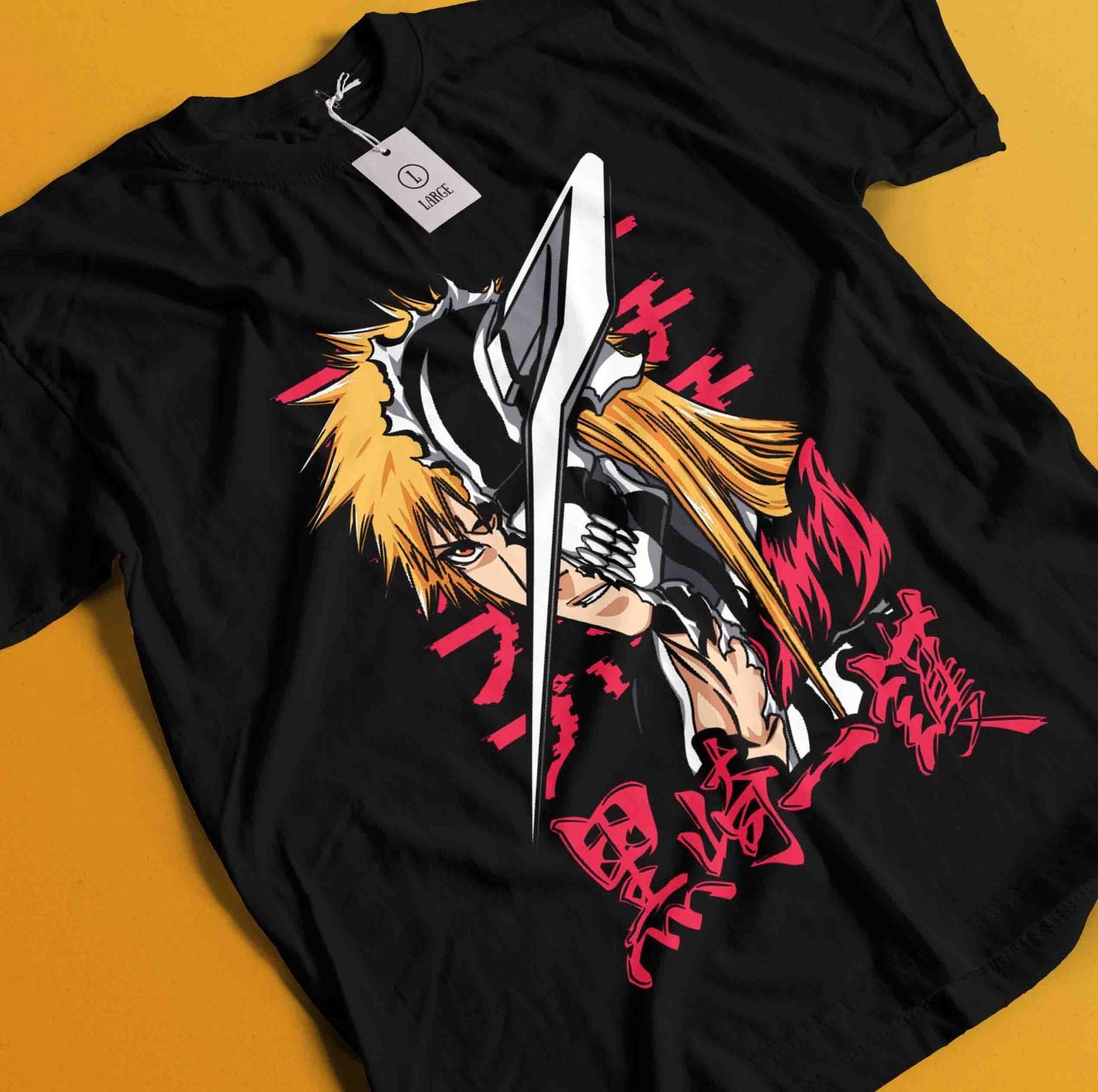 

Bleach Anime Tshirt Ichigo Bankai T-Shirt Mens Womens Tees Top Aizen Yhwach Tee Zaraki Kenpachi Shirt S