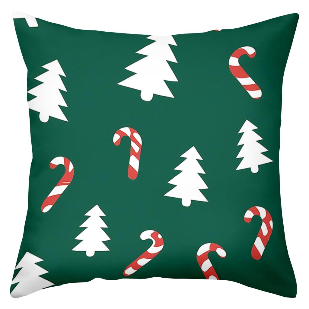 1 Pieces Christmas Green Pillows With Tree Candy Cane Polyester pillowcase, sofa decorative cushion cov Headboard Pillow