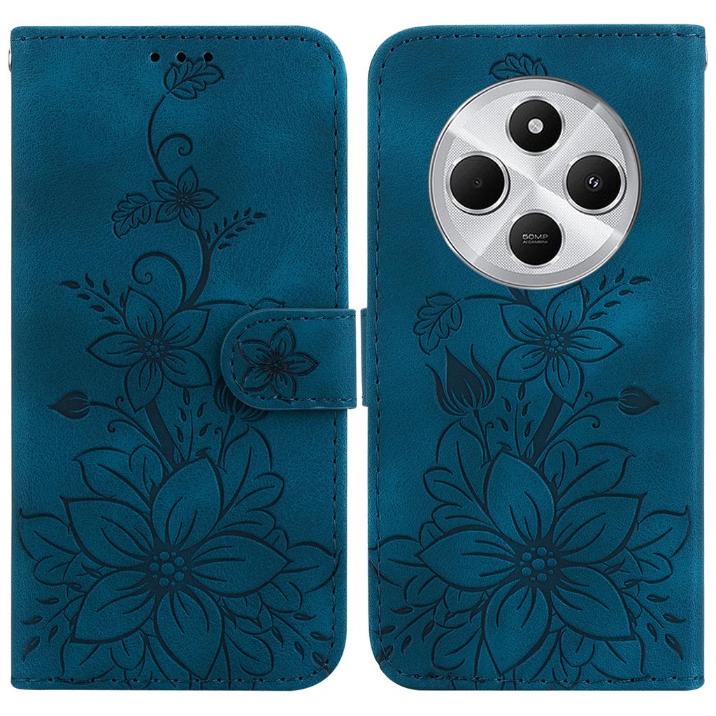 For Xiaomi Poco C75 4G/Redmi 14R 5G/14C 4G Case Lily Flower Imprint Leather Phone Cover with Stand