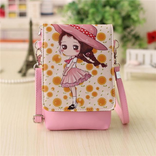 

Женские сумки-мессенджеры с мультяшным принтом из искусственной кожи, женская сумка на плечо, кошелек, сумка для телефона, мини-сумка через плечо