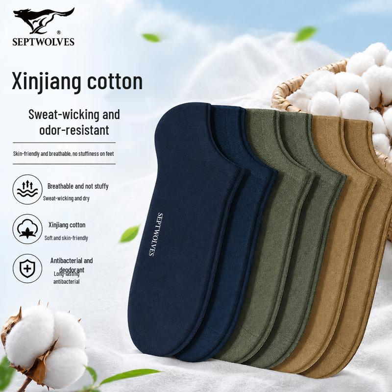 Septwolves Men s Breathable No-Show Cotton Socks One Size