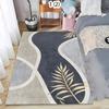 Modern Geometric Leaf Area Rug Abstract Color Block Print Washable Non-Slip Carpet for Living Bedroom Kids Playroom Nursery