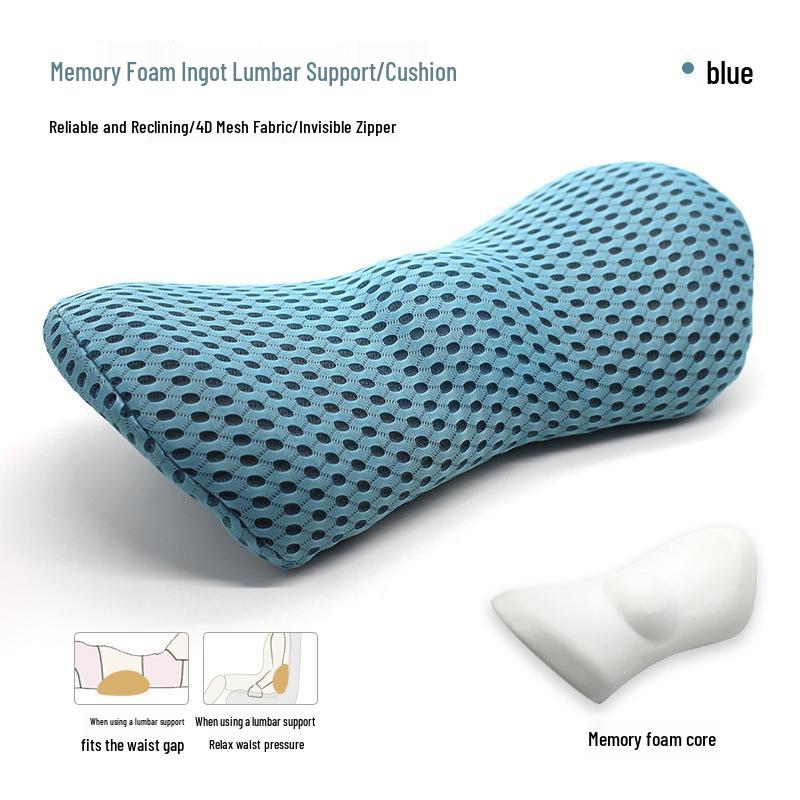 Ergonomic Memory Foam Lumbar Support Pillow for Office Chair and Car Seat 46x23x13cm