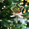 15.5x9.5cm Christmas Bell Ornament Pine Berry Design Xmas Atmosphere Hollow-out Five-pointed Star Gift Multi-Color