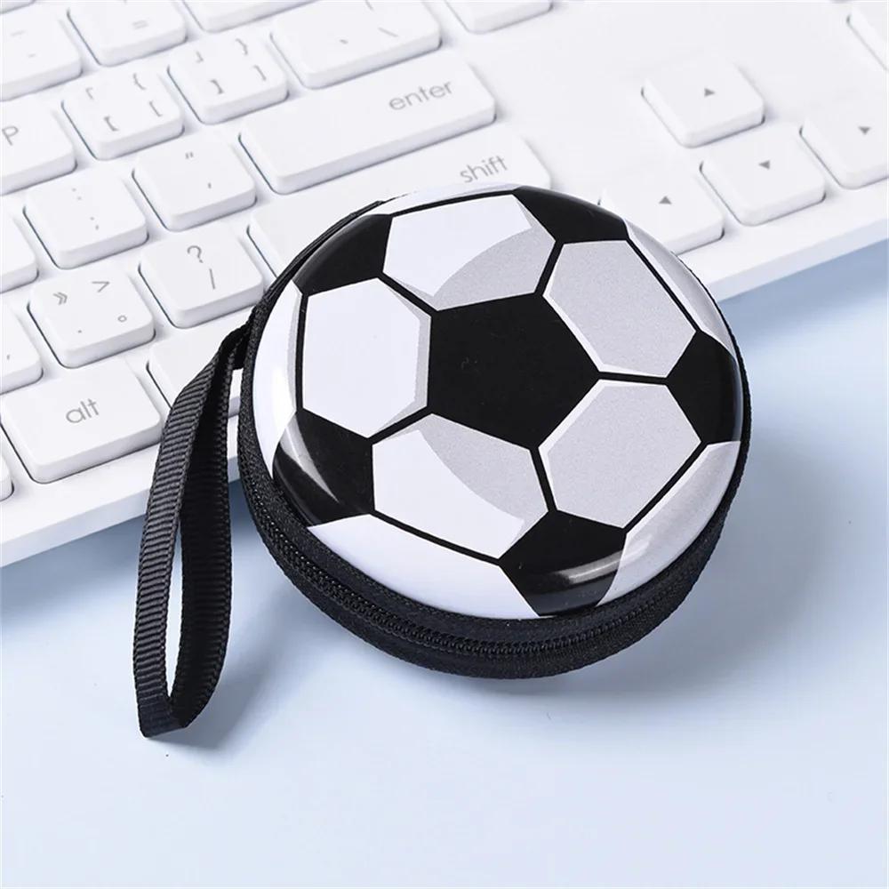 Small Ball Purses With Wristband Football Basketball Dinosaurs Printed Zipper Pouch For Coin Card Key Storage Earphone Box