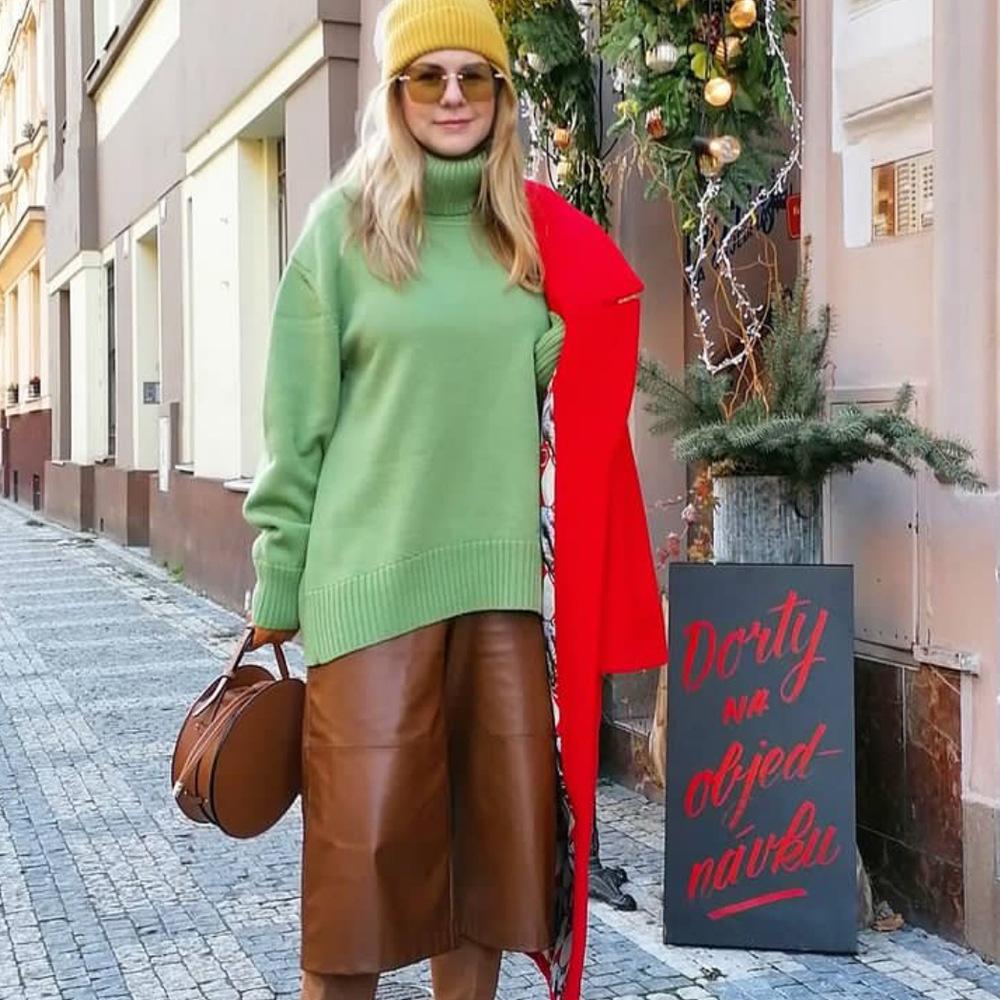 Women's Oversized Turtleneck Sweater Vintage Pullover Jumper Female Winter Thick Warm Knitted Sweater Soft for Women