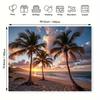 2D Aesthetic Palm Tree Tapestry, Tropical Beach Sunset Wall Art