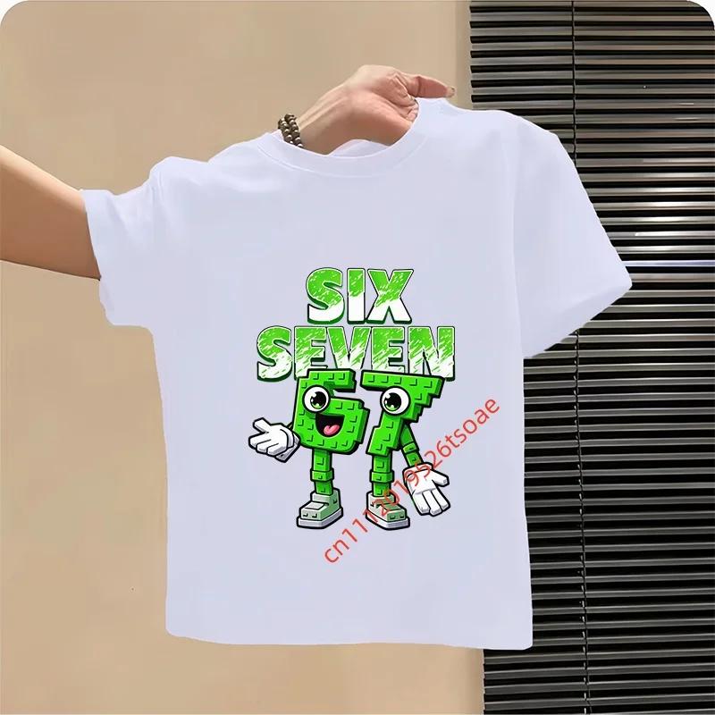 Funny Six Seven Italian Brainrot 67 Number Graphic Print TShirt BoyGirl Summer Short Sleeved Kids Loose Comfortable Tshirt Top
