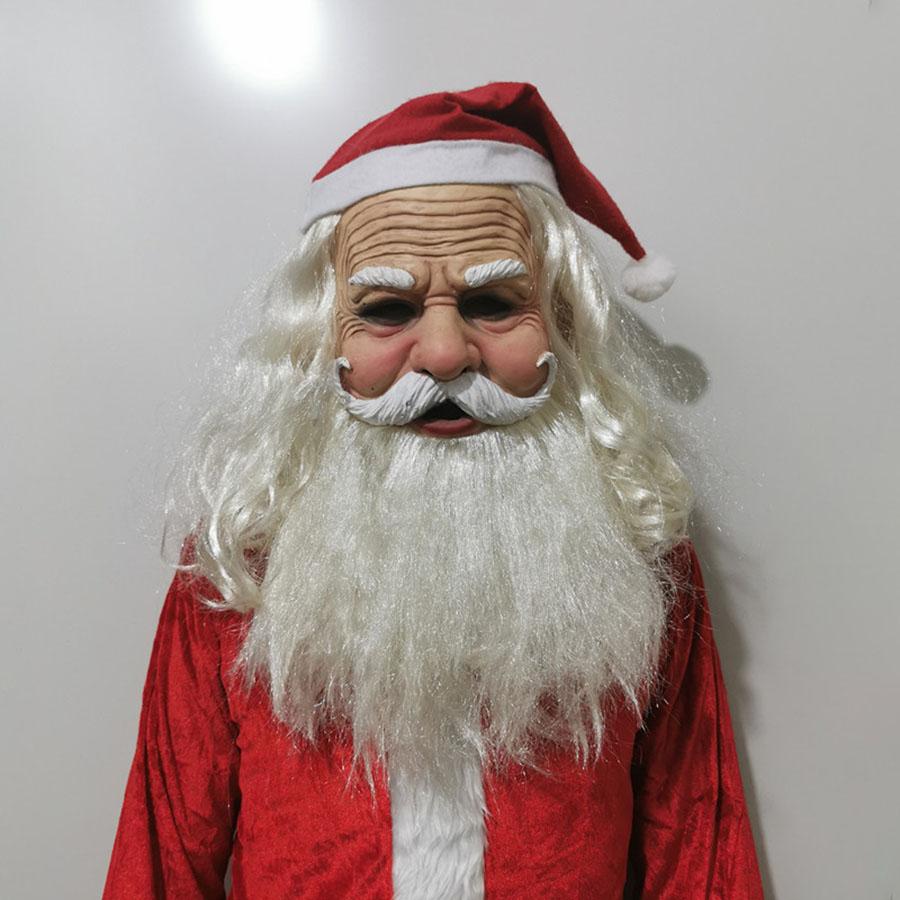 Julenissemaske for Cosplay, Voksen og Barn, Julemaskerade, Fullansiktsrekvisitter, Lateks