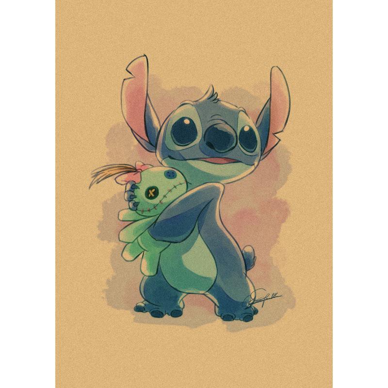 Lilo & Stitch Retro Kraft Poster - Scrump Wall Art Decoration