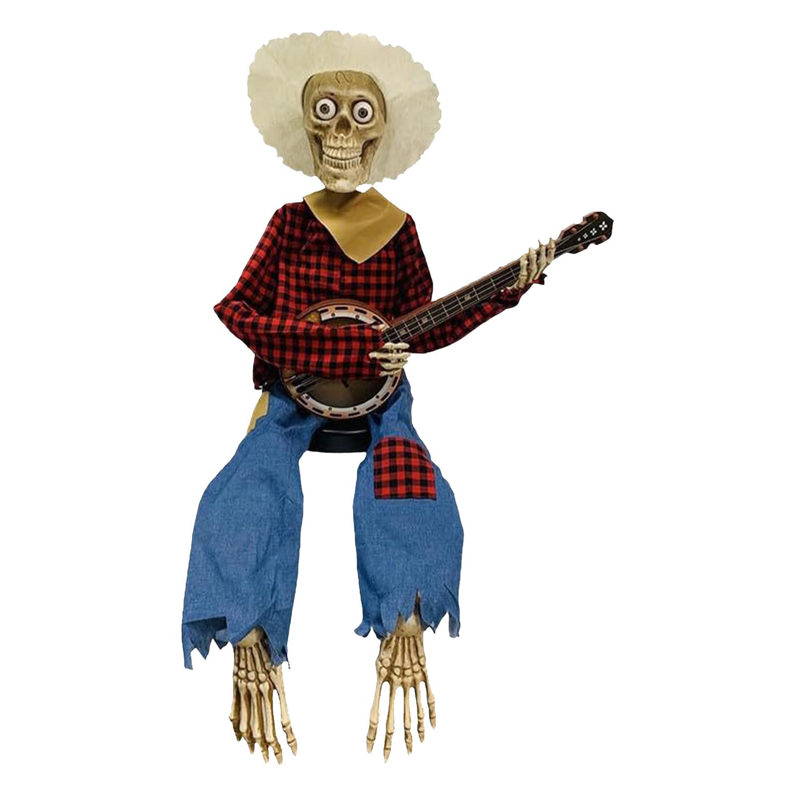 

Guitar Skeleton Ornament Decoration Skull Decorative Figurine Skull Halloween Decorations for Yard Lawn красный